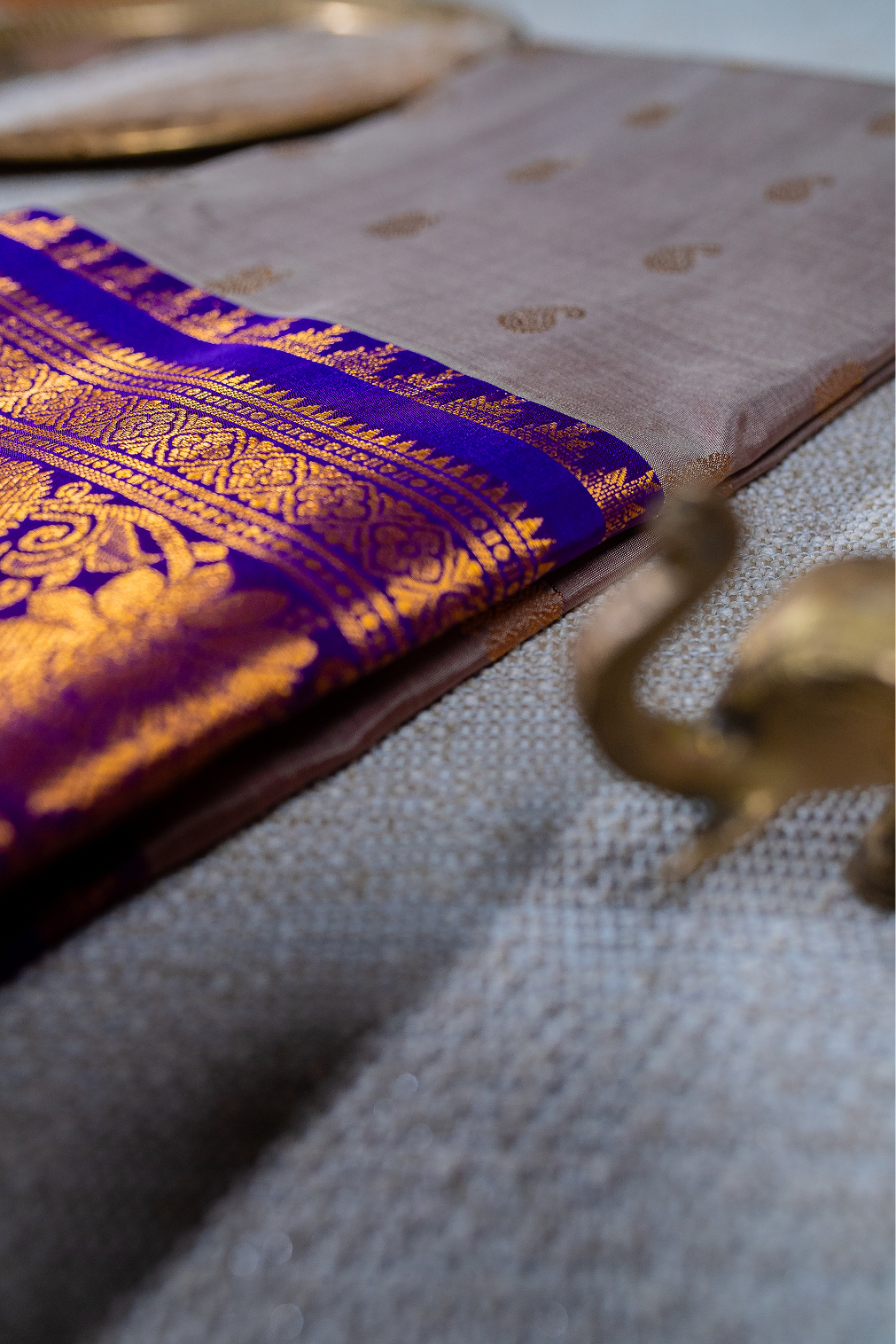 Lilac grey & Purple Gadwal Pattu