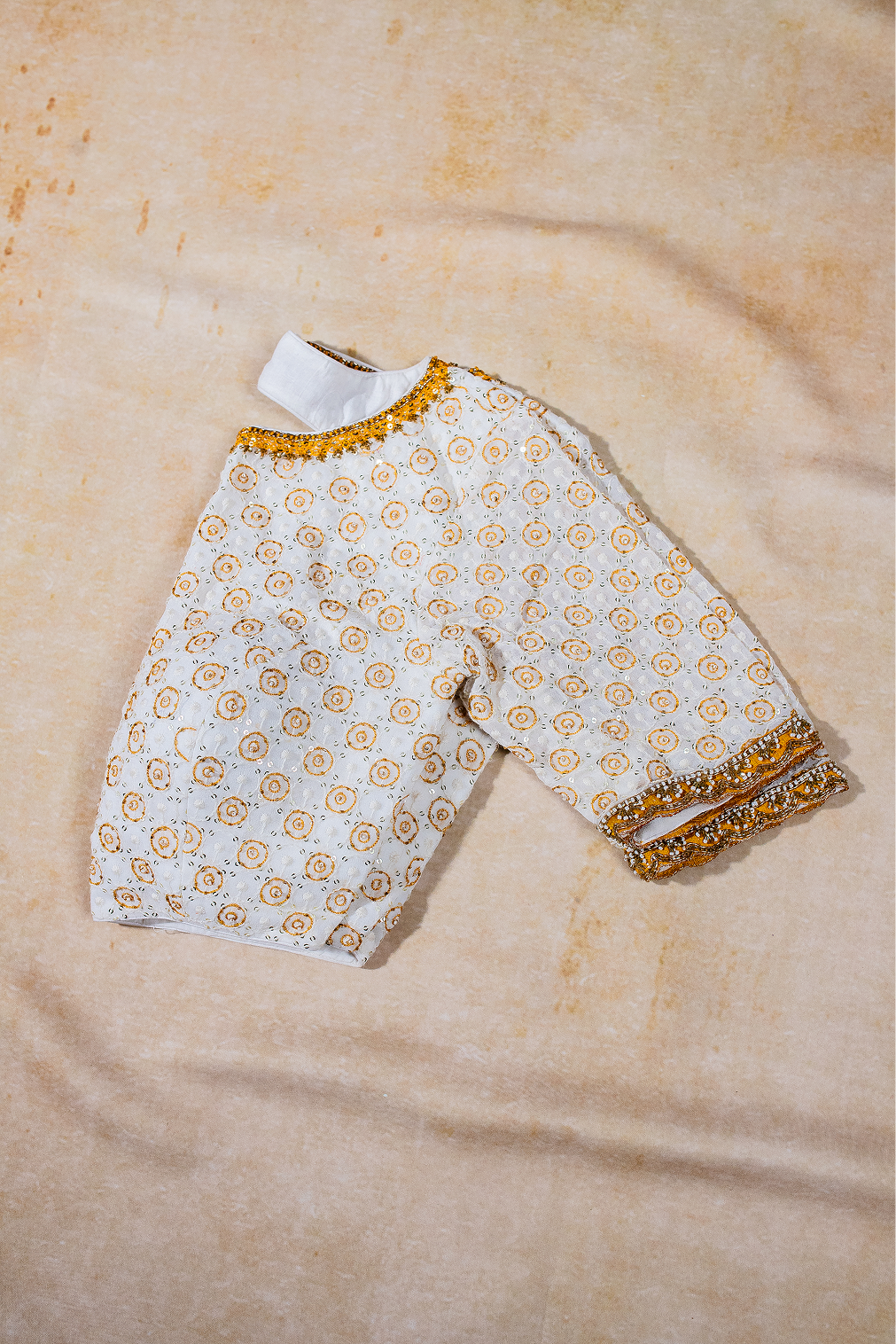 Vibrant Yellow Habotai silk saree set