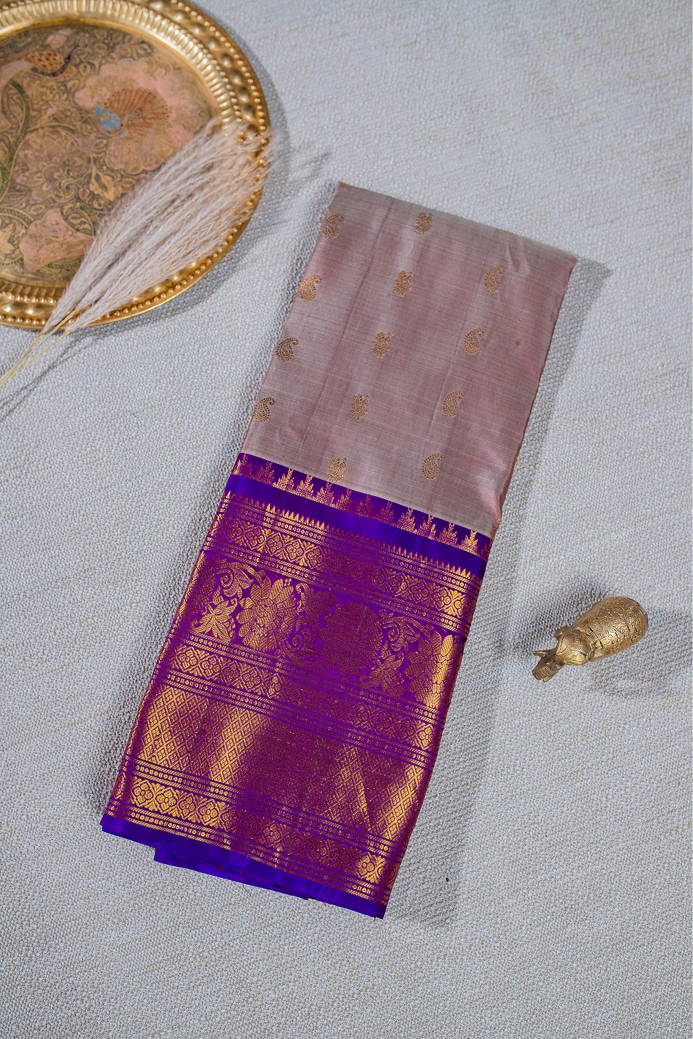 Lilac grey & Purple Gadwal Pattu
