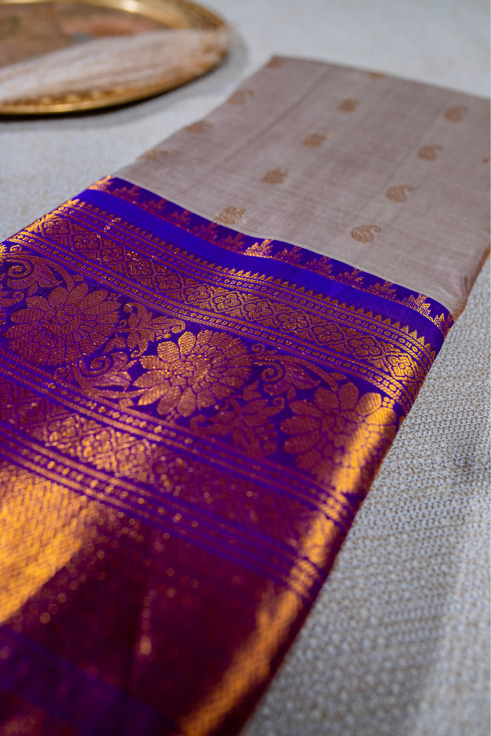 Lilac grey & Purple Gadwal Pattu