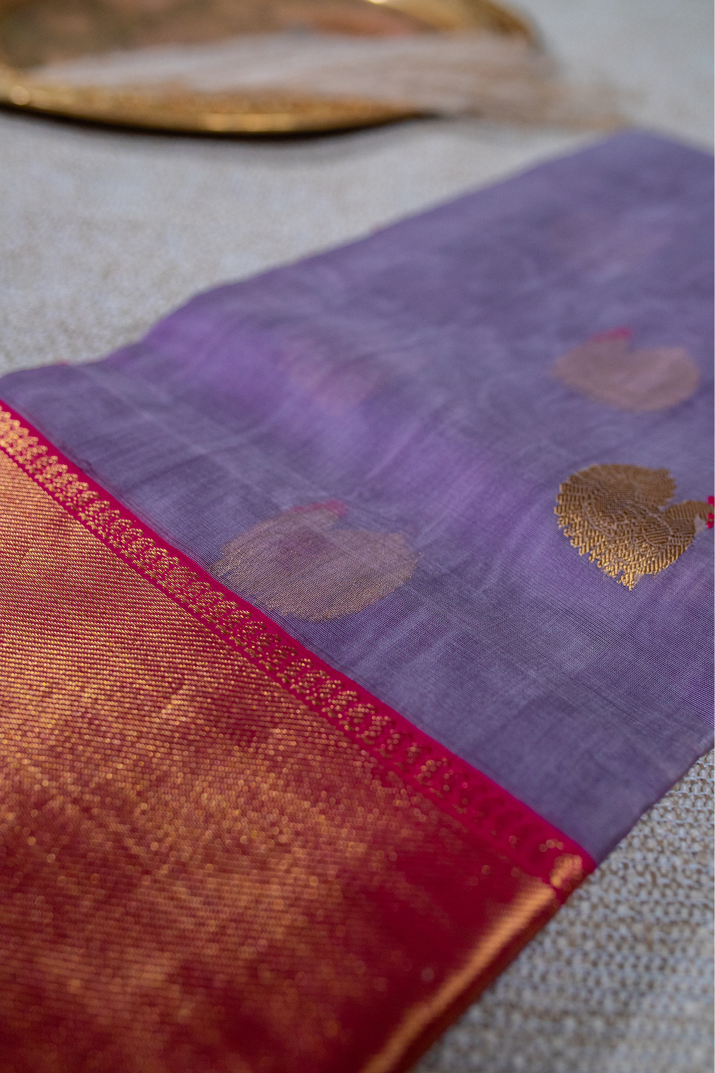Lavender & Fuschia contrast saree
