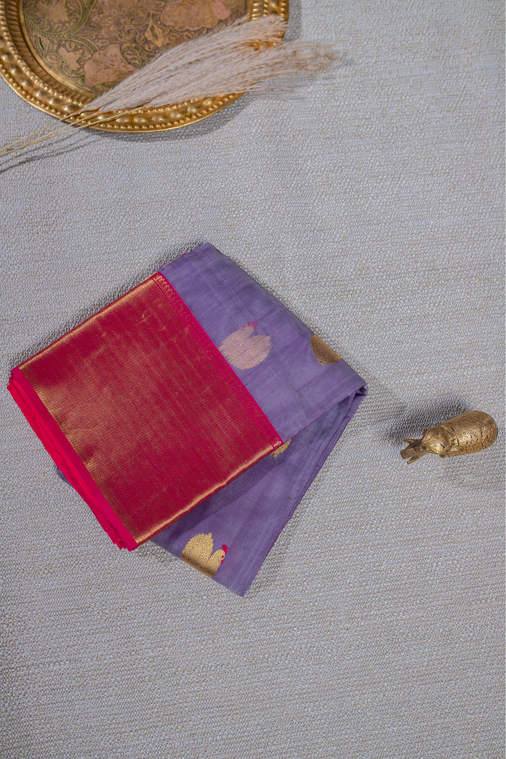 Lavender & Fuschia contrast saree