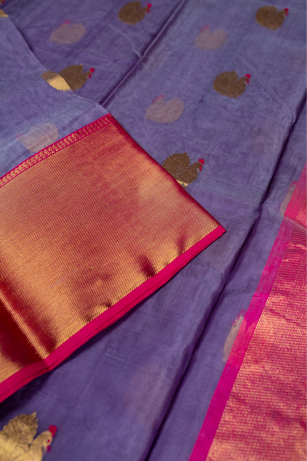 Lavender & Fuschia contrast saree