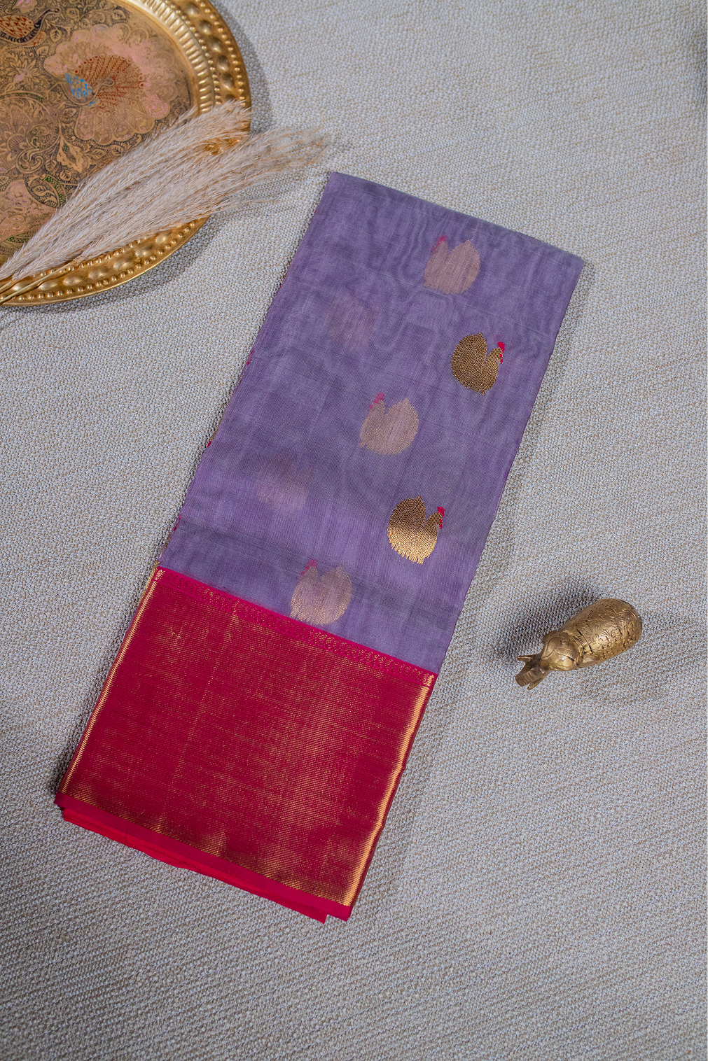 Lavender & Fuschia contrast saree