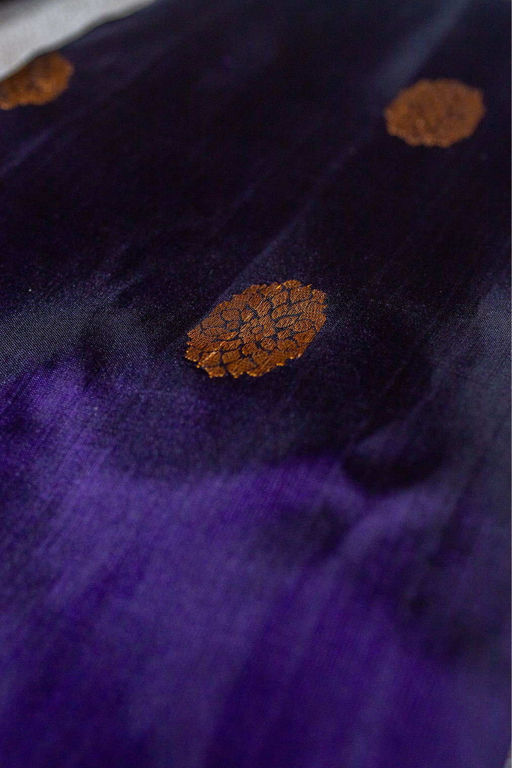 Royal Navy Blue & Golden Mustard Gadwal Pattu Saree