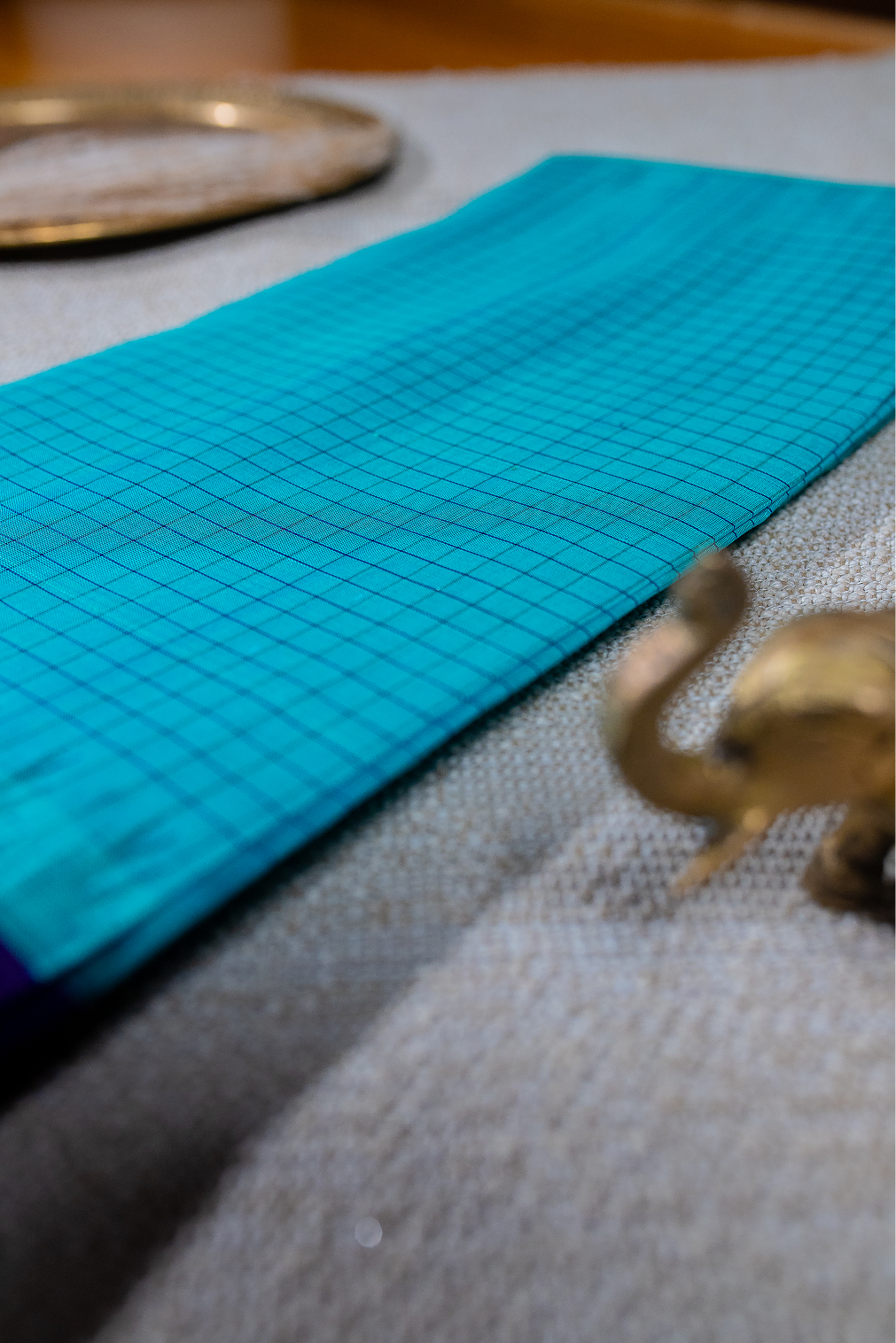 Aqua Blue & Royal purple Gadwal Pattu