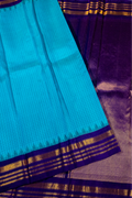 Aqua Blue & Royal purple Gadwal Pattu