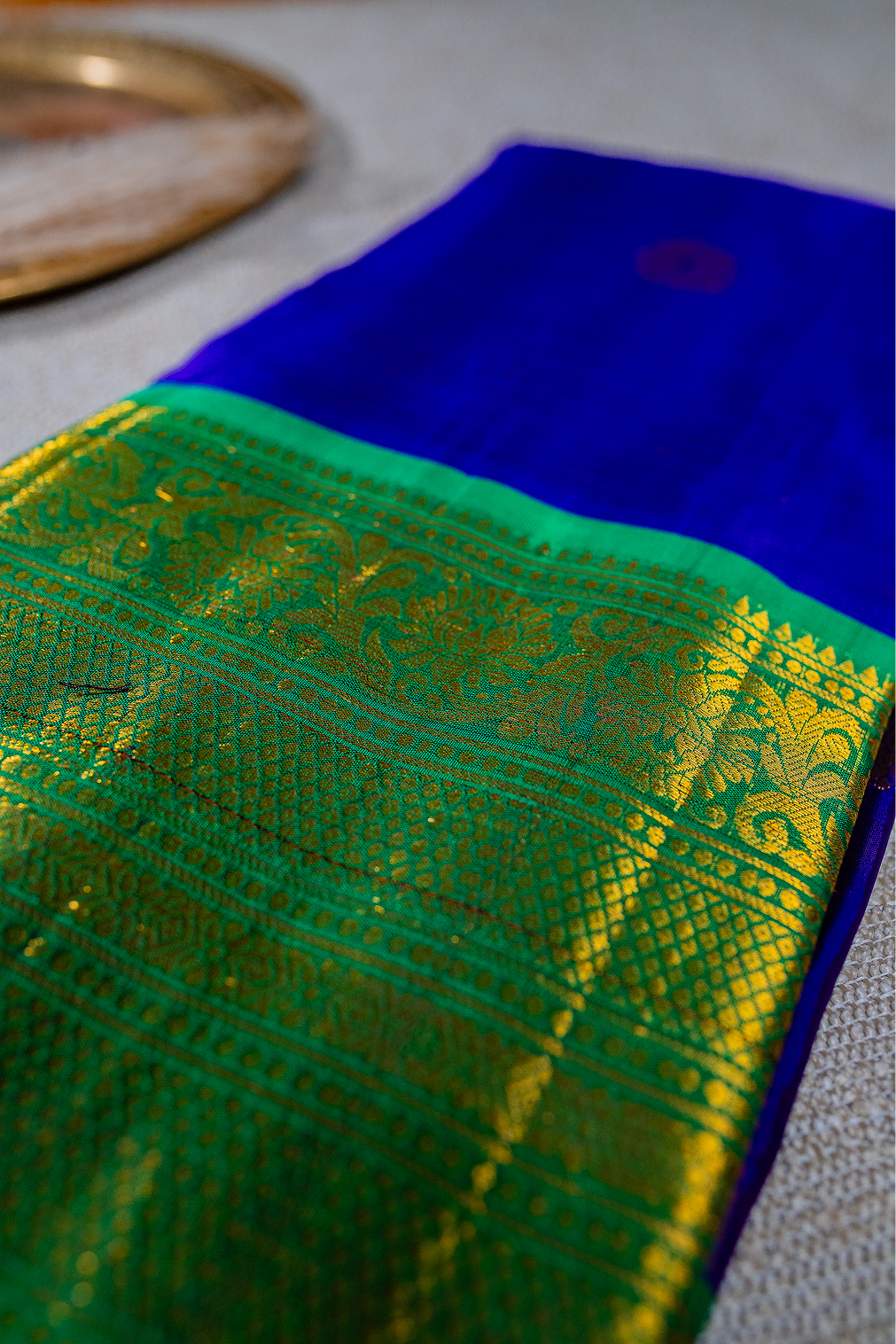 Royal Purple & Emerald Green Gadwal Pattu