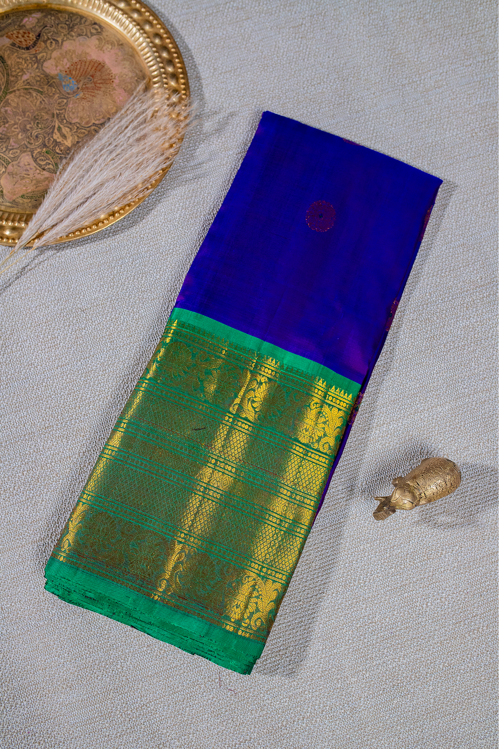 Royal Purple & Emerald Green Gadwal Pattu