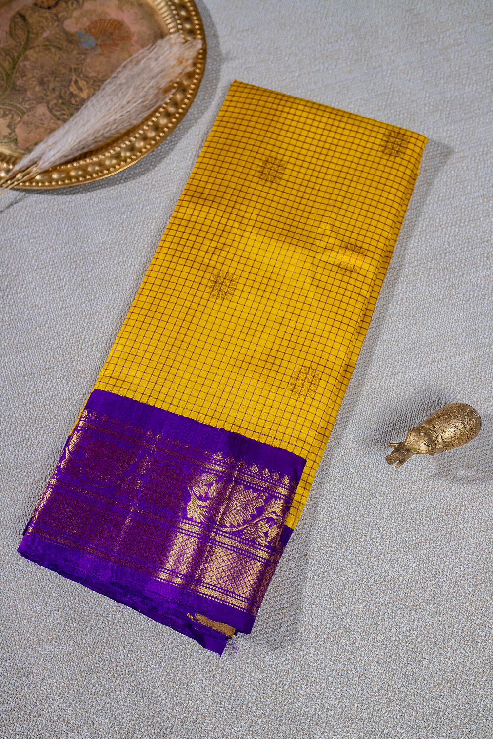 Citrine yellow& Purple Gadwal Pattu