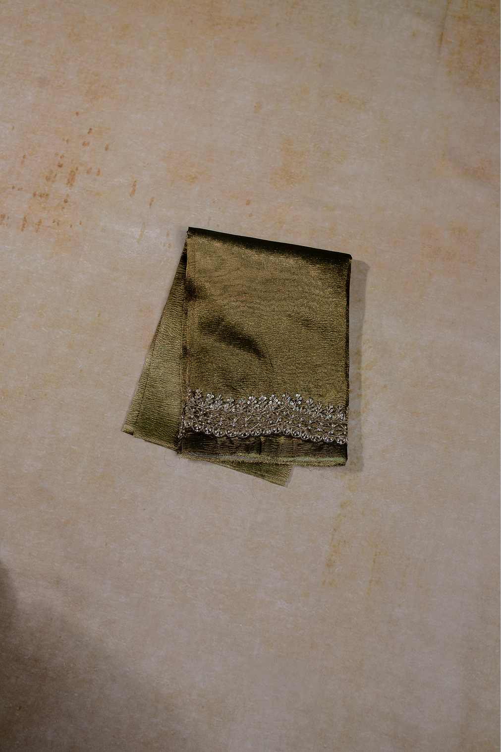 Light - Dark Mehendi Green Ombre Crushed Tissue Saree