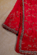 Crimson Embroidered Italian crepe saree