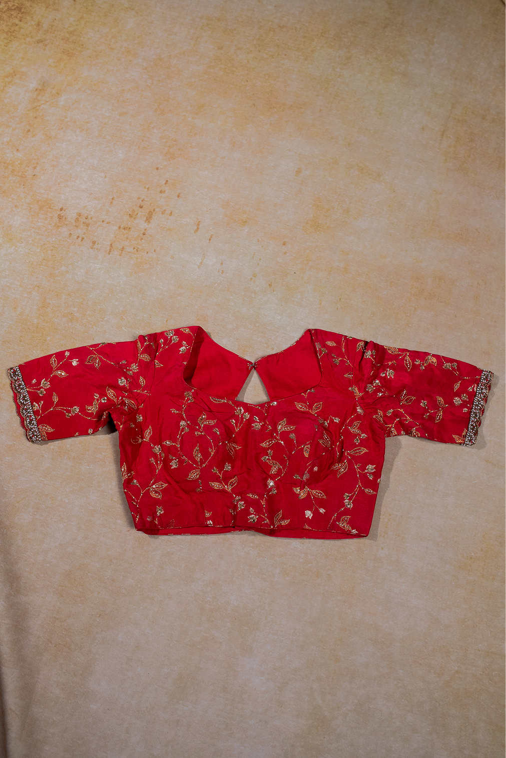 Crimson Embroidered Italian crepe saree