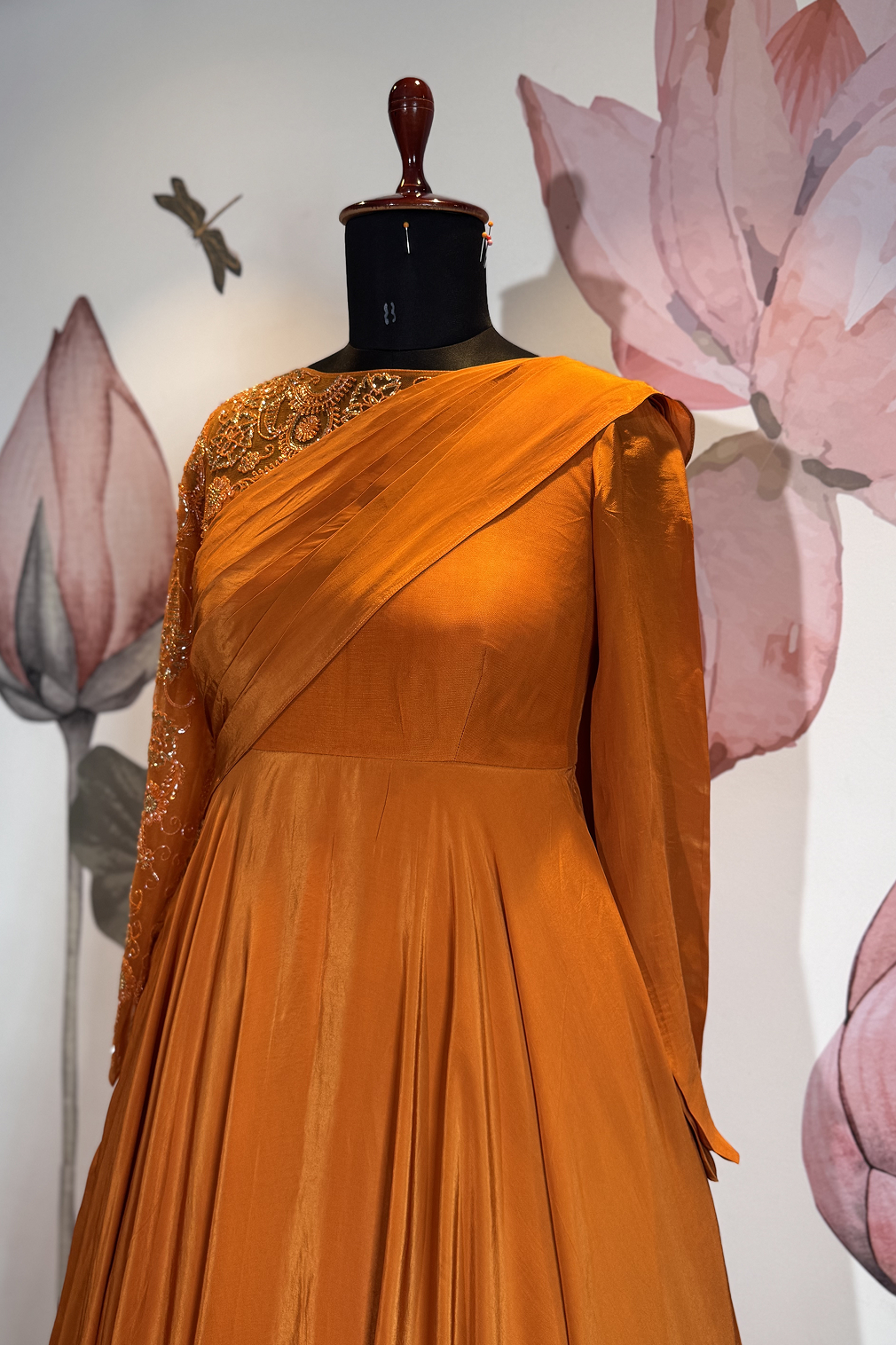 Burnt Orange Draped Maxi