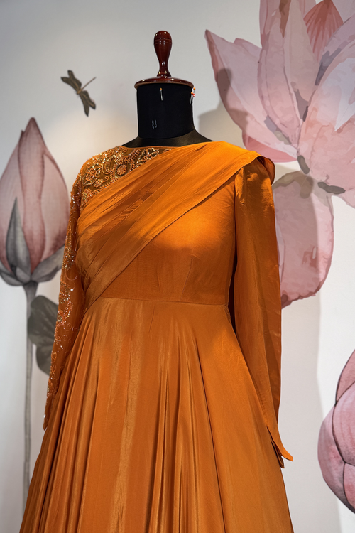 Burnt Orange Draped Maxi