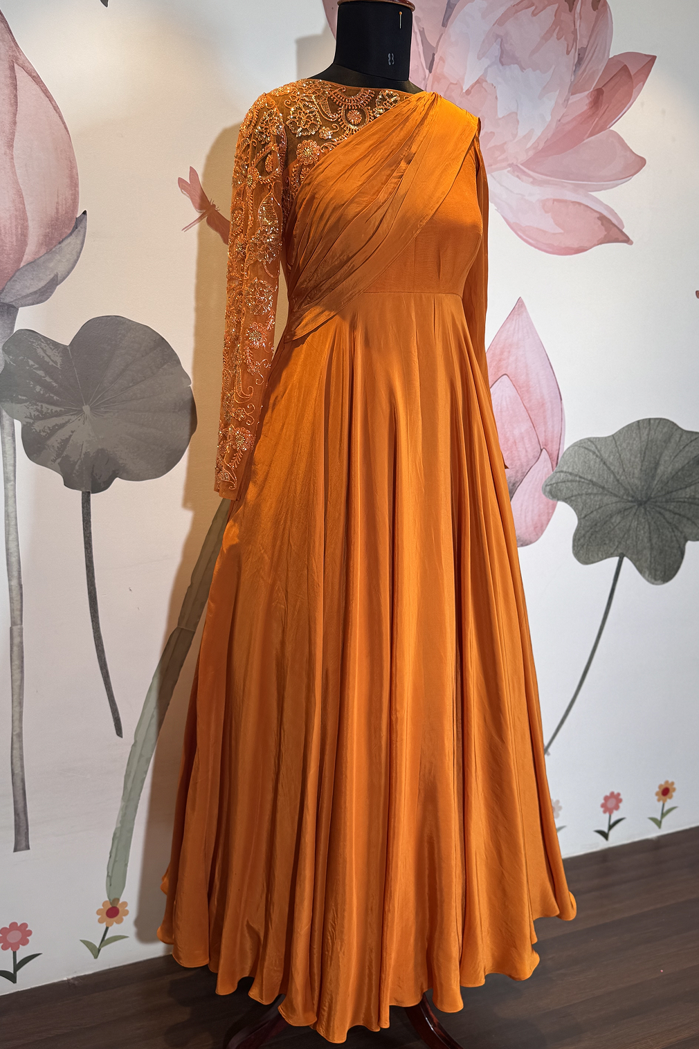 Burnt Orange Draped Maxi