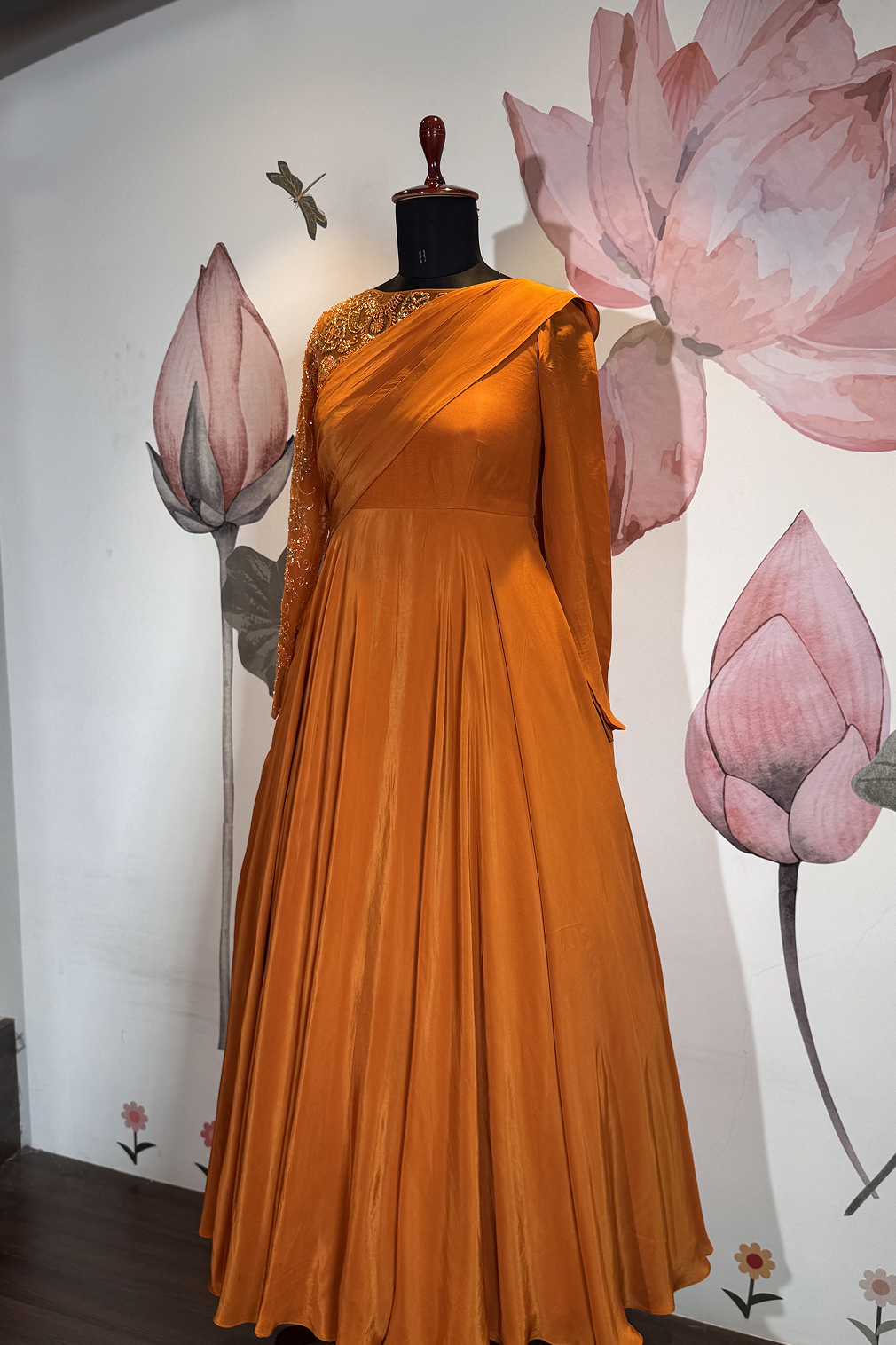 Burnt Orange Draped Maxi