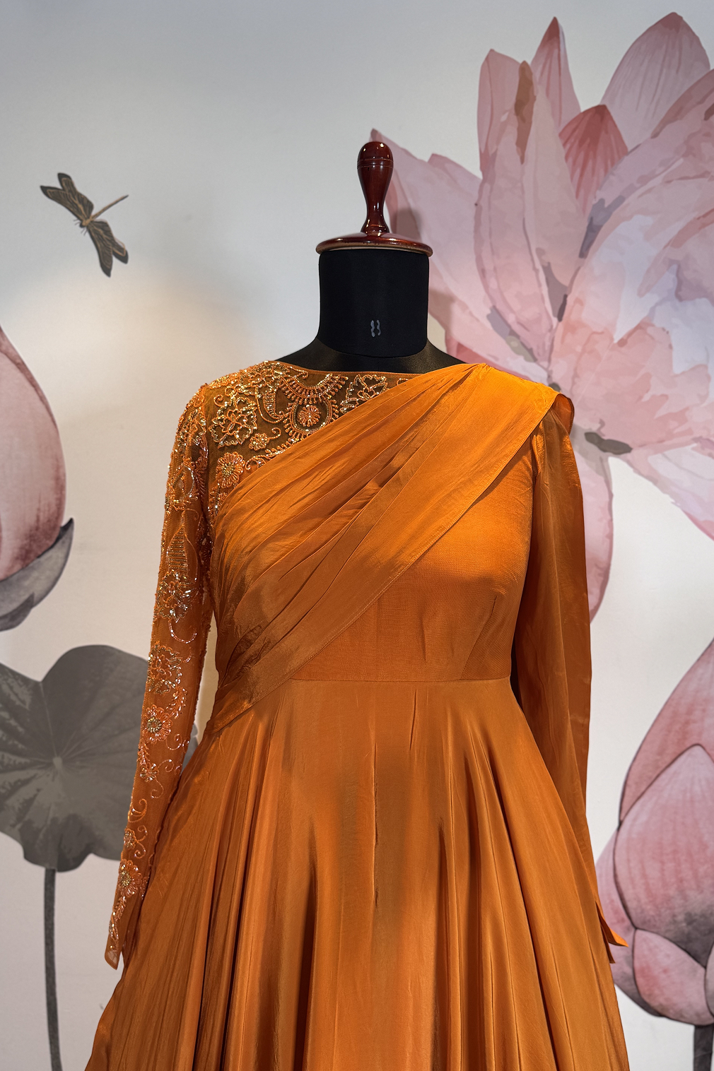 Burnt Orange Draped Maxi