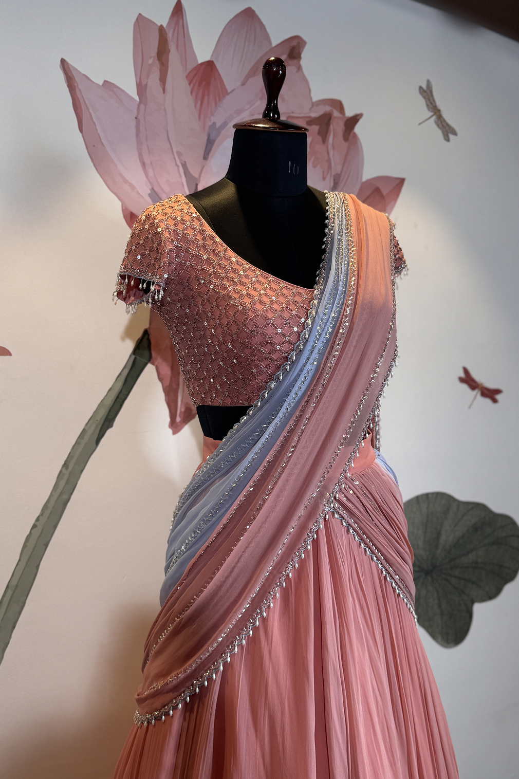 Pastel skirt saree