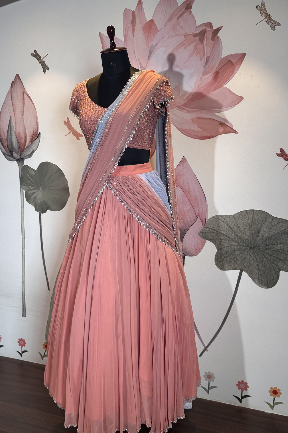 Pastel skirt saree