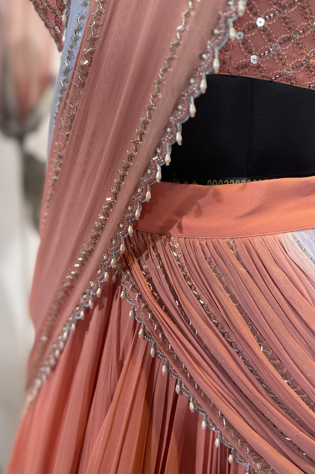 Pastel skirt saree