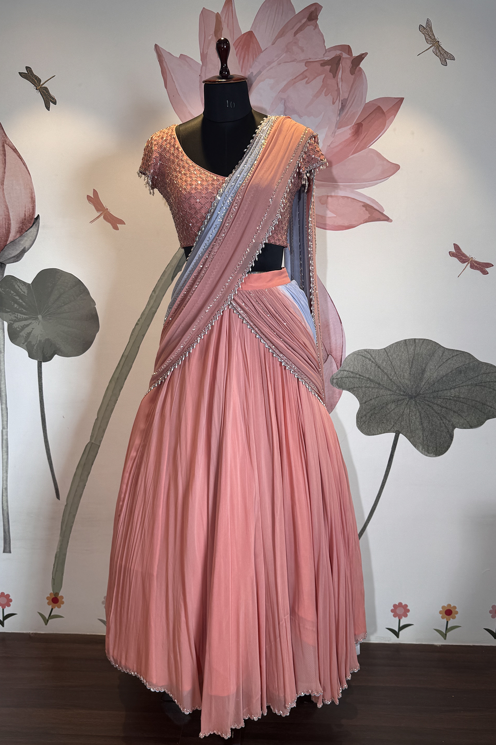 Pastel skirt saree